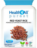 Health4All Red Yeast Rice 600Mg 120 Capsules. Cholesterol Lowering Supplement. Purest- No Additives. Vegan. Highest Safe Dosage 2400Mg A Day