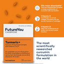 Turmeric+ Supplement  28 Turmeric Tablets 30x More Absorbable  Curcumin Tablet Patented Meriva Formulation with Vitamins C  Turmeric Tablets for Bones, Joints & Muscles by FutureYou Cambridge