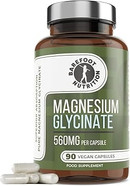 Barefoot Nutrition Magnesium Glycinate Supplement 560mg - 90 x 1-to-3 a Day Capsules. Pullulan Capsule - Superior Absorption: no Synthetic Binders or additives. Vegan & Paleo Friendly Barefoot Nutrition Magnesium Glycinate Supplement 560mg - 90 x 1-to-3 a Day Capsules. Pullulan Capsule - Superior Absorption: no Synthetic Binders or additives. Vegan & Paleo Friendly