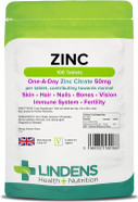 Lindens Zinc Citrate 50mg - 100 Vegan Tablets - Immune Function, Fertility, Healthy Bones, Vision, Hair, Nails and Skin - Made in The UK | (3+ Months Supply) | Letterbox Friendly Lindens Zinc Citrate 50mg - 100 Vegan Tablets - Immune Function, Fertility, Healthy Bones, Vision, Hair, Nails and Skin - Made in The UK | (3+ Months Supply) | Letterbox Friendly