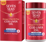 Seven Seas High Strength Cod Liver Oil Tablets With Omega-3, Fish Oil, Gelatine Free, 120 Capsules, EPA & DHA, Plus High Strength Vitamin D Seven Seas High Strength Cod Liver Oil Tablets With Omega-3, Fish Oil, Gelatine Free, 120 Capsules, EPA & DHA, Plus High Strength Vitamin D