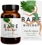 Bare Biology Vim & Vigour Vegan Omega 3 + Astaxanthin - For Plant-Powered Wellbeing - Sustainably Sourced/Independently Tested For Purity (60 Capsules) Bare Biology Vim & Vigour Vegan Omega 3 + Astaxanthin - For Plant-Powered Wellbeing - Sustainably Sourced/Independently Tested For Purity (60 Capsules)