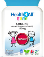Health4All Kids Choline 150mg Chewable 60 Tablets Vegan Children's Supplement to Support Memory and Learning Health4All Kids Choline 150mg Chewable 60 Tablets Vegan Children's Supplement to Support Memory and Learning