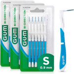 GUM BI-Direction Dual Position Interdental Brushes | Antibacterial Bristles | 90-Degree Positioning | Teeth Cleaning and Plaque Removal | 3 x 6 Pieces (ISO Size 2, 0.9mm)