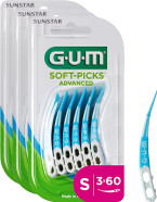 GUM Soft-Picks Advanced Interdental Cleaners | Curved Shape for Easy Access to Hard-to-Reach Areas | Gentle Action for Sensitive Gums | 3 x 60 Pieces (Size S: ISO 1-4, 0.8-1.3 mm)