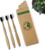 4 Pack Bamboo Toothbrush with Activated Charcoal Bristles for Natural Teeth Whitening  Eco-Friendly Low Waste Toothbrushes  Gentle on Gums an Teeth with Soft Bristles Biodegradable and Compostable