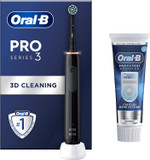 Oral-B Pro 3 Electric Toothbrushes For Adults With 3D Cleaning, Gifts For Women / Him, 1 Toothbrush Head & Pro-Expert Advance Deep Clean Toothpaste, 75 ml, 2 Pin UK Plug, Black