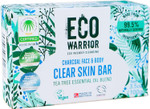 Eco Warrior Charcoal Clear Skin Soap Bar - Vegan, Cruelty Free, No SLS or Parabens, Whole Body Soap, Moisturising Charcoal, Grapeseed and Anti Bacterial Tea Tree Essential Oil, Eco Friendly Soap 100g