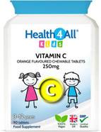Health4All Kids Vitamin C 250mg 90 Tablets (V) Vegan Chewable Vitamin C Tablets for Children 3+ Immune Support Supplement Health4All Kids Vitamin C 250mg 90 Tablets (V) Vegan Chewable Vitamin C Tablets for Children 3+ Immune Support Supplement