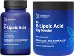 Geronova Research R-Lipoic Acid 300mg 120 Caps, Bio-Enhanced Na R-Lipoic Acid 50g Powder Bundle