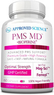 Approved Science PMS MD - Eliminate PMS Symptoms - Calcium, B Vitamins, BioPerine - 60 Capsules - One Month Supply - Vegan