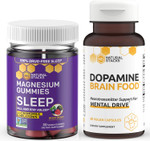 Magnesium Citrate Gummies 30ct with Dopamine Focus and Memory 60ct Supplements by Natural Stacks