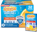 Emergen-C Immune+ Triple Action Immune Support Powder, Betavia (R), 1000Mg Vitamin C, B Vitamins, Vitamin D And Antioxidants, Super Orange  50 Count