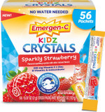 Emergen-C Kidz Crystals, On-The-Go Immune Support Supplement with Vitamin C, B Vitamins, Zinc and Manganese, Sparkly Strawberry - 56 Stick Packs