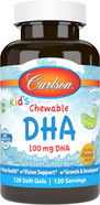 Carlson - Kid'S Chewable Dha, 100 Mg Dha, Brain Health, Vision Function, Growth & Development, Orange, 120 Chewable Softgels