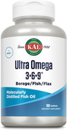 Kal Ultra Omega 3-6-9 1200Mg | Fish Oil W/Cold Pressed Flaxseed & Borage Oil | Skin, Hair, Heart, Memory | 100 Softgels Kal Ultra Omega 3-6-9 1200Mg | Fish Oil W/Cold Pressed Flaxseed & Borage Oil | Skin, Hair, Heart, Memory | 100 Softgels