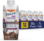 Ensure Max High Protein Nutrition Shake Milk With 30G Of Protein 1G Of Sugar , Chocolate W/ Caffeine, 11 Fl Oz (Pack Of 12)