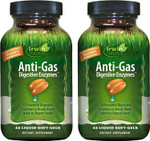 Irwin Naturals Anti-Gas Digestive Enzymes - 45 Liquid Soft-Gels, Pack Of 2 - Helps Break Down Food, Absorb Nutrients, Reduce Bloating & Indigestion - 90 Total Servings