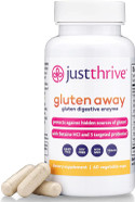 Just Thrive Gluten Away - Vegan Digestive Enzymes For Digestion - Probiotic Support For Trace Gluten, 60 Capsules