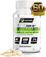 Herbolab Ashwagandha Ksm 66 15:1 With Black Pepper Extract (Higher Absorption) Max Potency Full Spectrum 5+% Withanolides