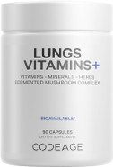 Codeage Lungs Vitamins, A, C, D, E, B6, Milk Thistle Lung Supplement, Zinc & Magnesium, Cordyceps, Reishi, Ginger, Peppermint Leaf Organic Herbs Cleanse, Breathing, Respiration - Non-Gmo - 90 Capsules