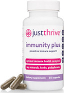 Just Thrive Immunity Plus - Vegan Gut Health And Immune Support Supplement For Kids And Adults, 60 Capsules
