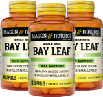 MASON NATURAL Whole Herb Bay Leaf - Antioxidant, for General Wellness, Herbal Supplement, 60 Capsules (Pack of 3)