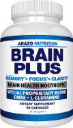 Premium Brain Function Supplement  Memory, Focus, Clarity  Nootropic Booster With Dmae, Bacopa Monnieri, L-Glutamine, Multi Vitamins, Multi Minerals - Arazo Nutrition