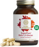 PURE SYNERGY SuperPure Beta 1,3-Glucan Extract | 500 mg Beta 1,3-Glucan Supplement from Algae | Yeast-Free, Non-GMO, Standardized Extract | Supports Immune Health & Digestion (60 Capsules)