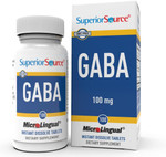 Superior Source GABA 100 mg, Quick Dissolve MicroLingual Tablets, 100 Count, Brain Health Support, Promotes a Relaxing Effect & Positive Mood, Stress & Sleep Support, Non-GMO