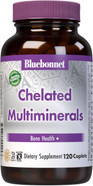Bluebonnet Nutrition High Potency Chelated Multiminerals, Albion Chelated Minerals, Soy-Free, Gluten-Free, Non-Gmo, Kosher Certified, Dairy-Free, 120 Caplets, 40 Servings