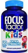Focus Factor Kids Extra Strength Daily Chewable For Brain Health Support, 120 Count  Vitamins - Quality Formula  Gluten & Dairy Free Supplements For Children  No Artificial Sweetener