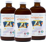 LIQUIDHEALTH 16 Oz Attention, Calm Kids Children Teens Liquid Multivitamin, Focus, Memory, Supplement, Concentration, Vitamins Support, Vegan, Sugar-Free - 3 Pack