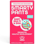Smartypants Baby Multi & Dha Liquid Multivitamin: Vitamin C, D3, E, Gluten Free, Choline, Lutein, For Infants 6-24 Months, Immune Support, Includes Syringe, Natural Fruit Flavor (Packaging May Vary)