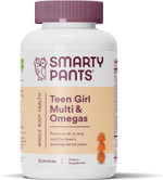 SmartyPants Teen Girl Formula, Daily Multivitamin Gummies: Vitamins C, B12, K, Zinc, & Biotin for Immune Support, Energy, Skin & Hair Support, Assorted Fruit Flavor, 120 Gummies (30 Day Supply)