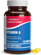 Anabolic Laboratories Vitamin A Supplement 10000 IU - 100 Softgels of Retinol, Retinal, and Retinyl Esters - for Cell Growth, Fetal Development, and Eye, Immune, and Reproductive Health