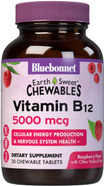 Bluebonnet Nutrition Earth Sweet Vitamin B12 5000 Mcg Chewable Tablets, Soy-Free, Gluten-Free, Kosher Certified, Dairy-Free, Vegan, Raspberry Flavored, 30 Chewable Tablets, 30 Servings