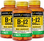 Mason Vitamins B-12 1000Mcg Cyanocobalamin Extended Release Tablets, 60-Count Bottles (Pack of 3)