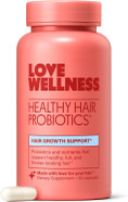 Love Wellness Healthy Hair Probiotics | Support Hair Growth With Biotin And Vitamin B12 & B6 | Supplement For Healthy Scalp & Thicker, Fuller Looking Hair | Safe & Effective | 30 Capsules