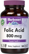Bluebonnet Nutrition Folic Acid 800Mcg, Healthy Neurological Development, Soy, Dairy & Gluten Free, Non-Gmo, Kosher Certified, Vegan, Vegetable Capsules, 180 Count Bluebonnet Nutrition Folic Acid 800Mcg, Healthy Neurological Development, Soy, Dairy & Gluten Free, Non-Gmo, Kosher Certified, Vegan, Vegetable Capsules, 180 Count
