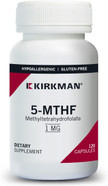 Kirkman 5-Mthf ([6S]-5-Methyltetrahydrofolate) 1 Mg - Hypoallergenic || 120 Vegetarian Capsules || Folic Acid Essential For Good Health, Especially In Pregnant And Nursing Women
