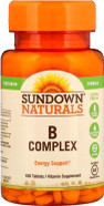 Sundown Naturals Vitamin B Complex, 100 Tablets each (Value Pack of 2)