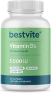 BESTVITE Vitamin D3 5000 IU (365 Capsules) - No Stearates - Non GMO - Gluten Free