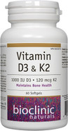Bioclinic Naturals Vitamin D3 & K2 60 Gels