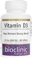 Bioclinic Naturals Vitamin D3 2,000 I.U. 180 Softgels