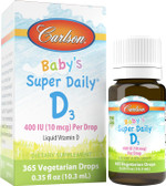 Carlson - Baby'S Super Daily D3, Baby Vitamin D Drops, 400 Iu (10 Mcg) Per Drop, 1-Year Supply, Vegetarian, Liquid Vitamin D For Infants And Toddlers, Unflavored, 365 Drops Carlson - Baby'S Super Daily D3, Baby Vitamin D Drops, 400 Iu (10 Mcg) Per Drop, 1-Year Supply, Vegetarian, Liquid Vitamin D For Infants And Toddlers, Unflavored, 365 Drops