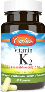 Carlson - Vitamin K2, Mk-4 (Menatetrenone), Vitamin K Supplement, Bone & Heart Health, K2 Vitamin, Soy-Free, 60 Capsules