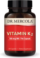 Dr. Mercola Vitamin K2, 30 Servings (30 Capsules), 180 mcg MK-7 Per Capsule, Dietary Supplement, Promotes Healthy Arterial Function, Non-GMO30 Count (Pack of 1)