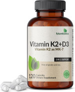 Futurebiotics Vitamin K2 (Mk7) With D3 Supplement - Non-Gmo Formula - 5000 Iu Vitamin D3 & 90 Mcg Vitamin K2 Mk-7, 120 Vegetarian Capsules