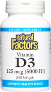 Natural Factors, Vitamin D3 5000 Iu (125 Mcg), Supports Strong Bones, Muscles And Immune Function, 240 Softgels240 Count (Pack Of 1) Natural Factors, Vitamin D3 5000 Iu (125 Mcg), Supports Strong Bones, Muscles And Immune Function, 240 Softgels240 Count (Pack Of 1)